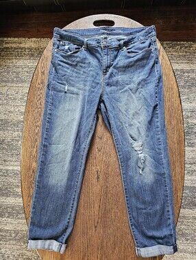 Levi Strauss Signature Distressed Modern Slim Cuffed Denim Jeans Size Womens 18